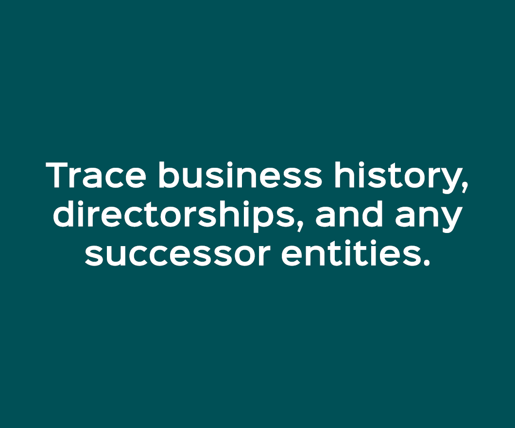 Trace business history, directorships, and any successor entities.